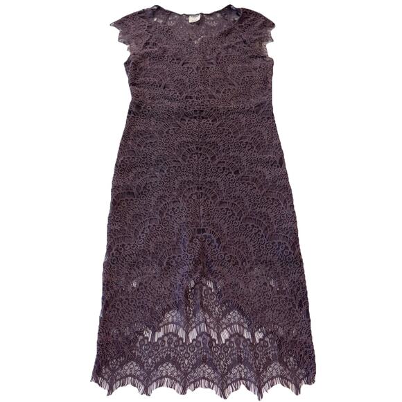 Intimately Free People Dresses & Skirts - Intimately Free People Peek-a-Boo Purple Slip Dress Lace Cap Sleeve Sheath Small